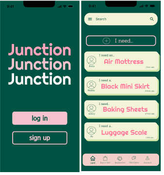 Login and Homepage of Junction App